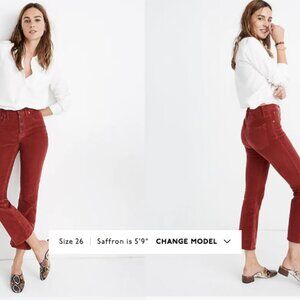 Madewell Cali Demi-Boot Button Fly Corduroy Jean, Burnt Orange, Size 32